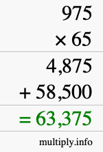 How to calculate 975 times 65 using long multiplication