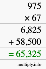 How to calculate 975 times 67 using long multiplication