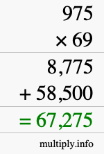 How to calculate 975 times 69 using long multiplication