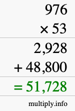 How to calculate 976 times 53 using long multiplication