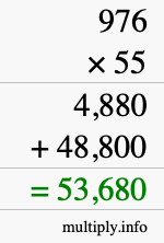 How to calculate 976 times 55 using long multiplication