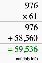 How to calculate 976 times 61 using long multiplication