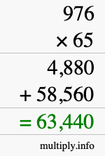 How to calculate 976 times 65 using long multiplication How to calculate 976 times 65 using long multiplication