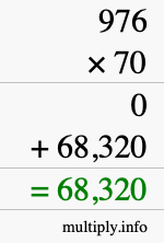 How to calculate 976 times 70 using long multiplication