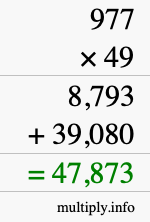 How to calculate 977 times 49 using long multiplication