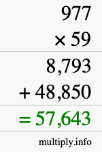 How to calculate 977 times 59 using long multiplication How to calculate 977 times 59 using long multiplication