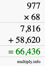 How to calculate 977 times 68 using long multiplication