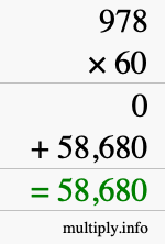 How to calculate 978 times 60 using long multiplication
