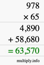 How to calculate 978 times 65 using long multiplication How to calculate 978 times 65 using long multiplication