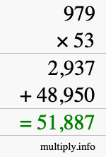 How to calculate 979 times 53 using long multiplication