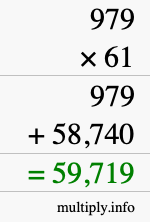 How to calculate 979 times 61 using long multiplication