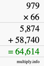 How to calculate 979 times 66 using long multiplication