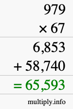 How to calculate 979 times 67 using long multiplication