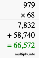 How to calculate 979 times 68 using long multiplication