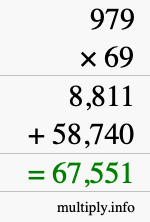 How to calculate 979 times 69 using long multiplication