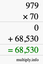 How to calculate 979 times 70 using long multiplication