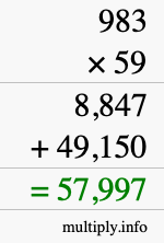 How to calculate 983 times 59 using long multiplication