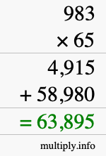How to calculate 983 times 65 using long multiplication How to calculate 983 times 65 using long multiplication