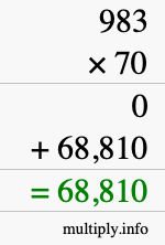 How to calculate 983 times 70 using long multiplication