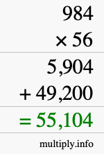 How to calculate 984 times 56 using long multiplication