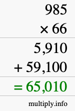 How to calculate 985 times 66 using long multiplication