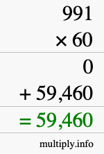 How to calculate 991 times 60 using long multiplication