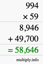 How to calculate 994 times 59 using long multiplication