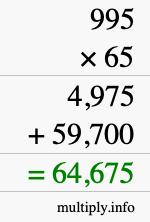 How to calculate 995 times 65 using long multiplication How to calculate 995 times 65 using long multiplication