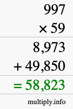 How to calculate 997 times 59 using long multiplication
