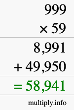 How to calculate 999 times 59 using long multiplication
