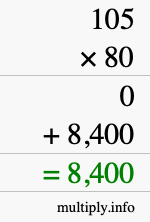 How to calculate 105 times 80 using long multiplication