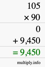 How to calculate 105 times 90 using long multiplication