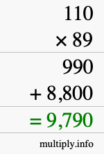How to calculate 110 times 89 using long multiplication How to calculate 110 times 89 using long multiplication