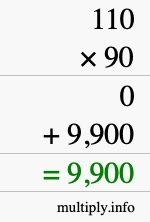 How to calculate 110 times 90 using long multiplication