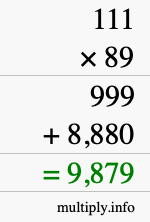 How to calculate 111 times 89 using long multiplication How to calculate 111 times 89 using long multiplication