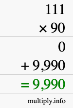 How to calculate 111 times 90 using long multiplication