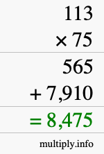 How to calculate 113 times 75 using long multiplication