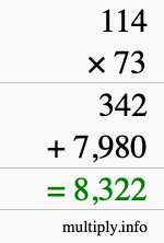 How to calculate 114 times 73 using long multiplication How to calculate 114 times 73 using long multiplication