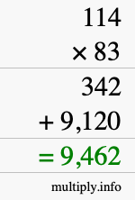 How to calculate 114 times 83 using long multiplication How to calculate 114 times 83 using long multiplication