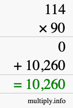 How to calculate 114 times 90 using long multiplication