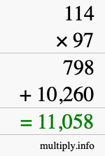How to calculate 114 times 97 using long multiplication How to calculate 114 times 97 using long multiplication