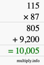 How to calculate 115 times 87 using long multiplication How to calculate 115 times 87 using long multiplication