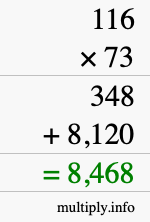 How to calculate 116 times 73 using long multiplication How to calculate 116 times 73 using long multiplication