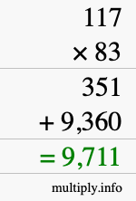 How to calculate 117 times 83 using long multiplication How to calculate 117 times 83 using long multiplication