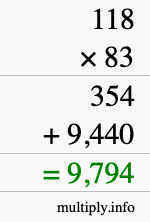 How to calculate 118 times 83 using long multiplication How to calculate 118 times 83 using long multiplication