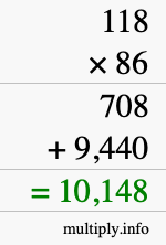 How to calculate 118 times 86 using long multiplication How to calculate 118 times 86 using long multiplication