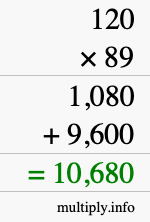 How to calculate 120 times 89 using long multiplication How to calculate 120 times 89 using long multiplication