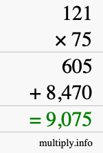 How to calculate 121 times 75 using long multiplication How to calculate 121 times 75 using long multiplication