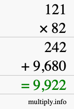 How to calculate 121 times 82 using long multiplication How to calculate 121 times 82 using long multiplication