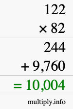 How to calculate 122 times 82 using long multiplication How to calculate 122 times 82 using long multiplication
